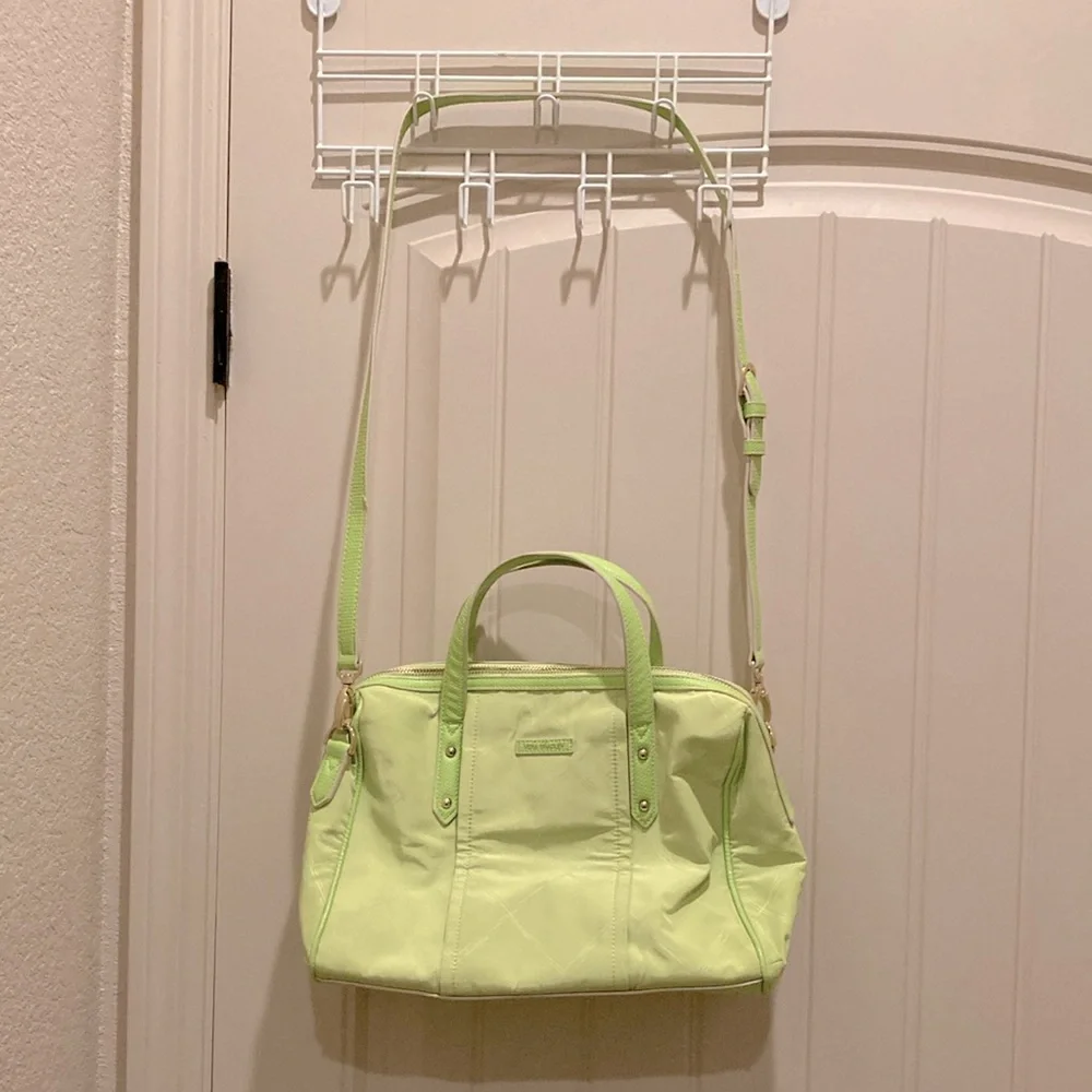 Vera Bradley Green Handbag Cross Body Zip Closure Adjustable Strap Hidden Pocket